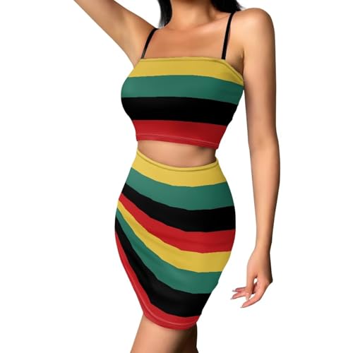 Image of 2025 Sexy Spaghetti Strap Crop Tops and Bodycon Skirt Casual 2 Piece Set S-4XL