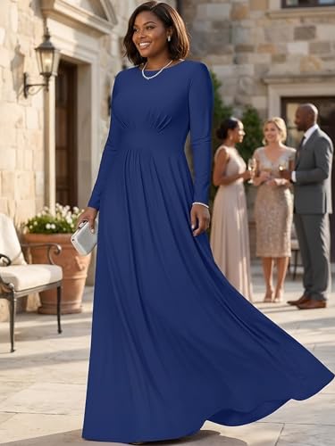 Image of KOH KOH Womens Long Sleeve Flowy Empire Waist Fall Winter Maxi Dress Gown