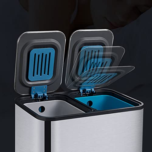 TEmkin Abfalleimer, Mülleimer mit Treteimer und Deckel, zweigeteilter rechteckiger Küchen-Treteimer, Mülleimer aus Edelstahl, Badezimmer-Mülleimer (einfarbig, 24 l) – Bild 5