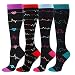 MINGCHE Medias de compresión para hombre y mujer, medias de apoyo de colores, hasta la rodilla, cálidas, calcetines de invierno para correr, tratamiento de varices