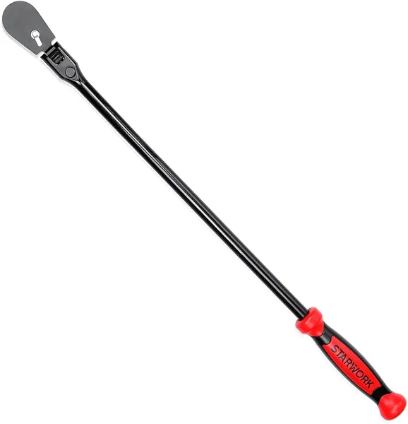 STARWORK TRUE MECHANIC™ 1/2" Drive 90 Tooth Dust-Proof Black Chrome Locking Flex Ratchet, 27-3/8" Length