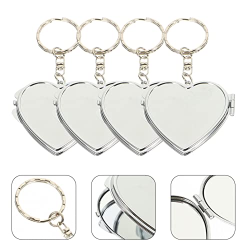 Minkissy Heart Mirror 4Pcs Portable Heart Folding Mirror Compact Mirror Keychain Travel Makeup Mirror Heart Pendant Mini Vanity Mirror Beauty Care Tools For Girl Woman Travel Wallet #TOP6