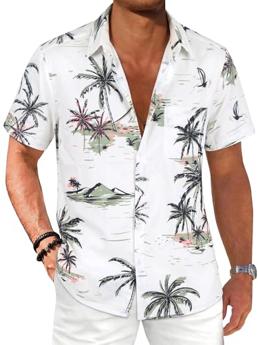 Comdecevis Men's Hawaiian Floral Short Sleeve Shirt