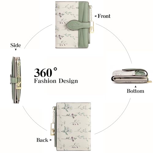 GAEKEAO Small Wallets for Women RFID Blocking Bifold Floral Vegan Leather Wallet Card Holder with Zipper Pocket ID Window4