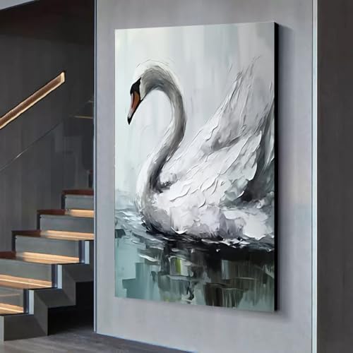 Cuadro de cisnes textura blanca para transformar paredes vacias sin esfuerzo 4