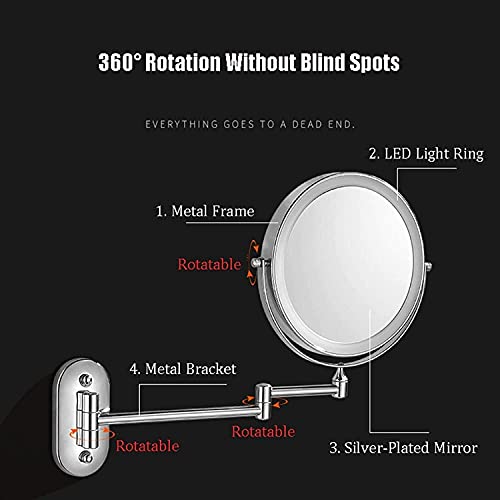 Miroir de maquillage LED pliant mural FIDEMM grossissement 5X double face