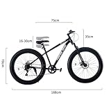 BSETSEL 26 Inch Fat Tyre Wheels Mountain Bike, 7 Speed Gear, Dual Disc-Brake, All-Terrain Bicycle with Front Suspension for Adults Youth Men Women (Black) - Image 2