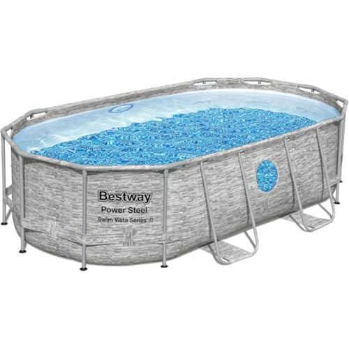 Bestway 56714-4 Set Piscina Fuori Terra Power Steel Swim Vista II Ovale da 427x250x100 cm