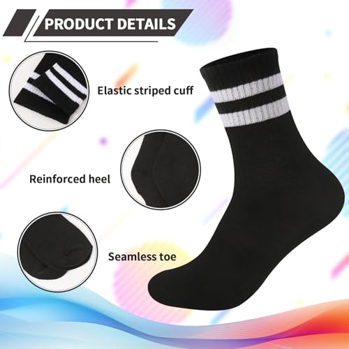 Jspupifip 8 Pairs Striped Crew Socks Athletic Sports Running Socks Soft Breathable Sports Gym Leisure Crop Sock3