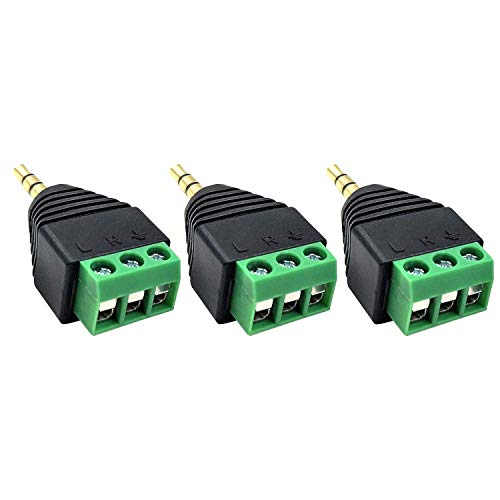 Adaptador jack 3.5mm macho a clema de 3 tornillos Poyiccot para cable de audio estéreo 3