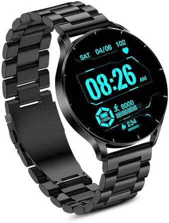PunnkFunnk Metal Chain Active 2 Max Bluetooth Calling Smartwatch 1.3" Amoled Display 360 * 360 High Resolution 4.2 BT with, 100+ Sports Mode with IP68, Sp02 Tracking, AI Voice Assistant(Black)