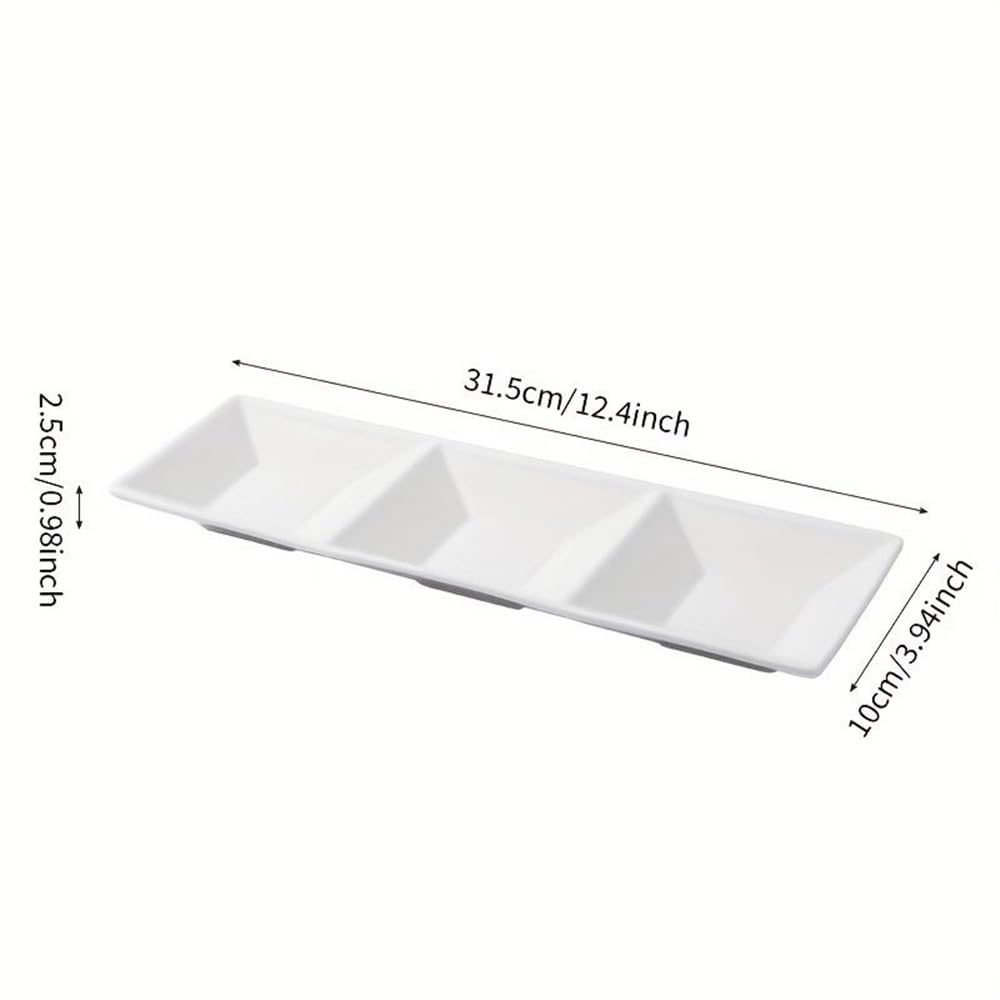 Aperitivo Piatto rettangolare impilabile in ceramica bianca for antipasti e snack, for piccoli spuntini. Dolci e Frutta
