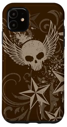 Y2k Grunge 2000s Skull Star Emo Harajuku Goth Scene Brown �X�}�z�P�[�X iPhone 11 �p