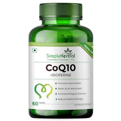 Simply Herbal CoQ10 Natural Coenzyme Q10 Tablets 200mg with Bioperine Antioxidant Supplements, Provide Superior Absorption, Supplement for Heart Health and Energy Metabolism – 60 Tablets Simply Herbal CoQ10 Natural Coenzyme Q10 Tablets 200mg with Bioperine Antioxidant Supplements, Provide Superior Absorption, Supplement for Heart Health and Energy Metabolism – 60 Tablets
