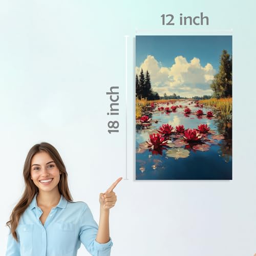 Image of SiddArtify Water Lily Wall Art Poster Print Set - Floral Canvas Prints for Living Room Bedroom Office Decor - 12x18 inch Board Pack of 6