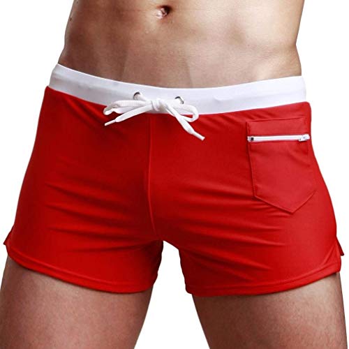 Yasminey Pantalones Cortos De Boxeador Hombre para Chic Ropa Traje De Baño Estilo Y Anillos Beach Short Man Calzoncillos Beach Swimwear (Color : Rot, Size : M)
