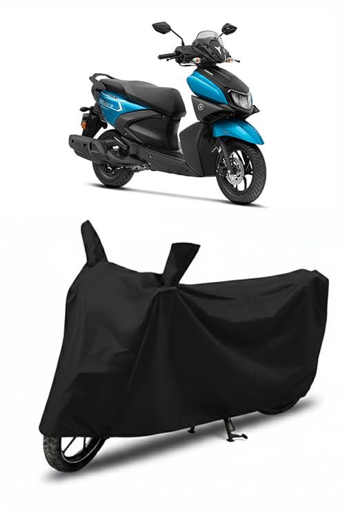 Image of DRAKOWISH Waterproof Scooty Cover for Yamaha Ray ZR125 All Weather Protection from Rain, Dust, UV Rays & Scratches with Mirror Pockets & Buckle Belt