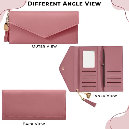 Image of Kraptick Women's Wallet -Stylish and Compact Purse Clutch Wallet for Women, Stylish Card Coin Holder, Debit Card Holder, Money Organizer and Travel Wallet for Women with 13 Slots (Dark Pink)