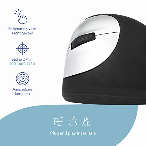 R-Go Tools Wireless Vertical Ergonomic He Mouse – Medium Hand Size, 5 Buttons, Customizable, Plug & Play – Enhances Comfort & Productivity | Compatible- Windows, Mac, Linux | Ideal For Comfortable Computing #TOP3
