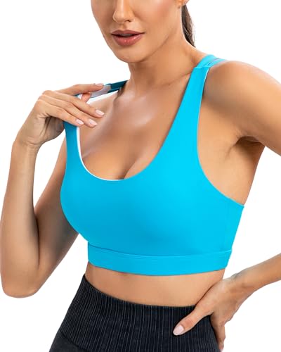 Image of RUNNING GIRL Sports Bras for Women,Padded Strappy Sports Bras Criss-Cross Back Medium Support Sports Bras with Removable Cups