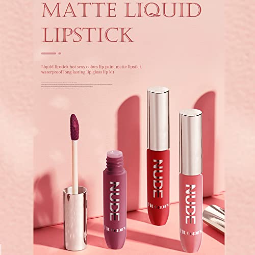 Dulele 6Pcs Matte Smooth Liquid Lipstick Set, Pigmented Velvet Lip Gloss, Non-Stick Cup Dark Red Nude Color Lip Stain Makeup Gift Set For Girls And Women #TOP1