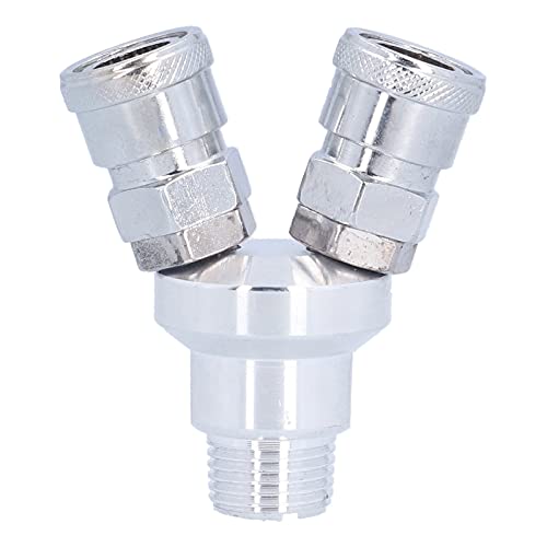 Air Splitter, Alloy Round Manifold Connection Swivel 360 Degrees Connectors Accessories for Industrial Construction Machinery (SMV 2 Way)