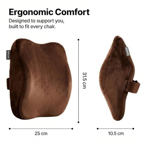 Image of Relaxer Office Chair Neck Rest | Ergonomic Cervical Neck Support Cushion for Office, Gaming & Study Chair | Relieves Neck Pain, Shoulder Tension & Desk Fatigue | Adjustable Strap (Brown)