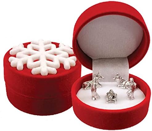 CBC Distributors Nativity Set Miniature Figures 1" Red Display Box Snowflake