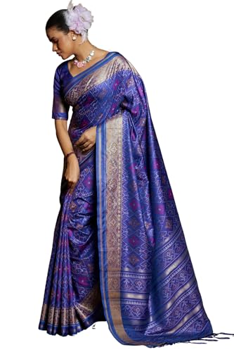 Image of SGF11 Women's Kanjivaram Patola Silk Saree Silk Saree Pure Golden Zari With Blouse Piece
