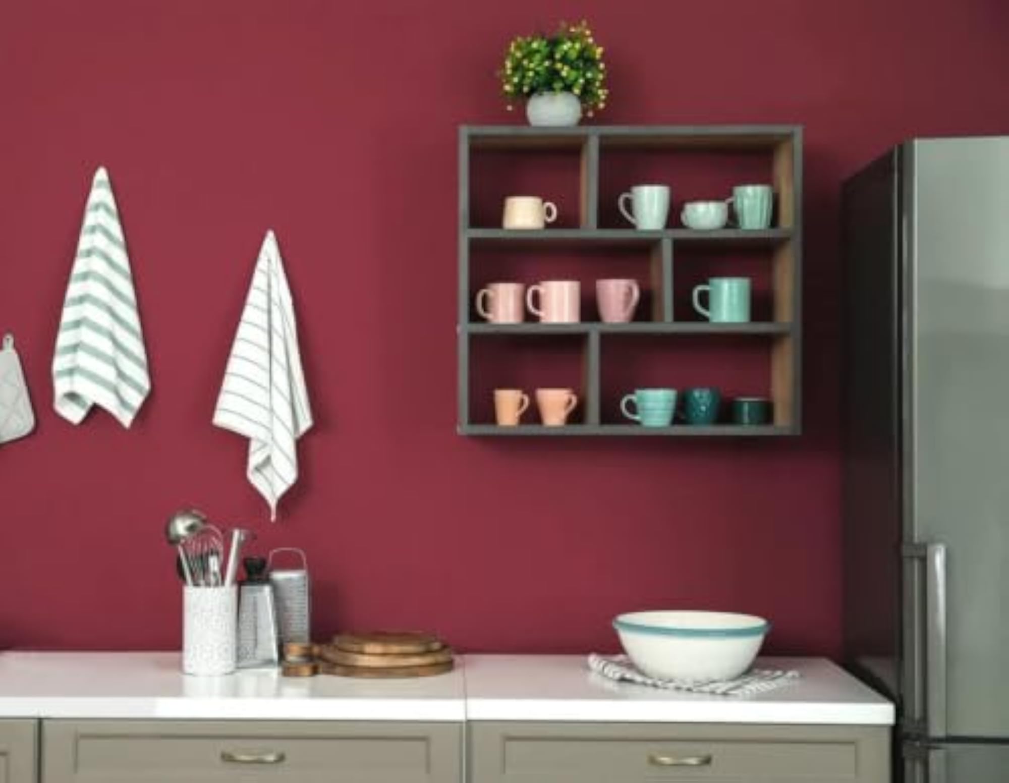 Velvet Wallpaper Peel and Stick Burgundy Felt