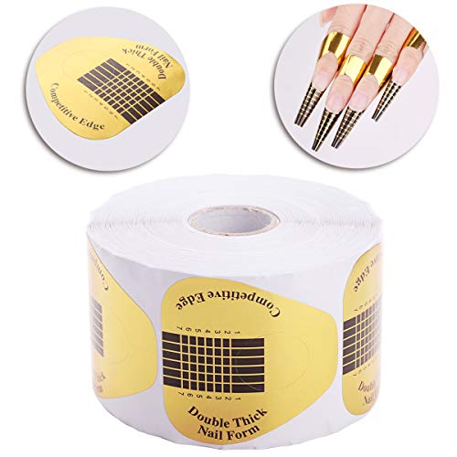Makartt 500 PCs Nail Forms Nail Extension Guides for Poly Gel Acrylic Nail UV Gel Nail Extention Tips Form Guide Sticker French DIY Tool Horseshoe-shape