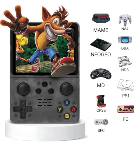 Image of WBD X-Ninja R35S Retro 64GB Transparent Black Video Game Console Mini Handheld Gameboy Built in 8000+ Classic Games + PSP Games