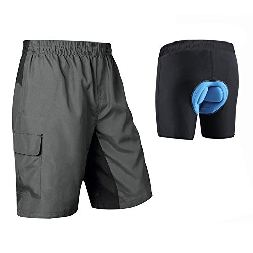 BALEAF Men's Mountain Bike Shorts 3D Padded MTB Cycling Tight Quick Dry Grey