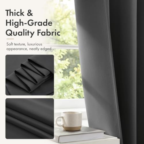 Image of MIULEE Gray Blackout Curtains 54 Inch Length for Bedroom Set of 4 Panels | Solid Light Blocking Drapes, Room Thermal Insulation, Privacy Window Treatment Curtains,Top and Bottom Rod Pocket
