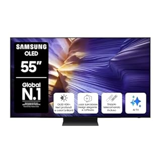 Samsung Smart TV 55'' QE55S94FAEXZT OLED 4K, NQ4 AI Gen3 Processor, 4K AI Upscaling Pro, Motion Xcelerator 144Hz, Dolby Atmos & OTS Lite, LaserSlim Design, 2025