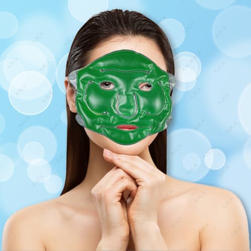 Image of Aqua Ice Face & Eye Cooling Gel Pad and Aloe Vera Gel Mask Ice Pack for Face and Eye Patches Remove Dark Circles, Fatigue Cool Eyes Patch Pads Eye Care | Facial Skin Refresh Face Mask for Hot & Cold Therapy (Aloe Face Mask, Aloe Hole Eye Mask)