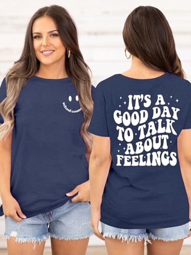 Women's School Counselor Shirt Mental Health Shirts Short Sleeve Mental Health Positive Graphic Tops3