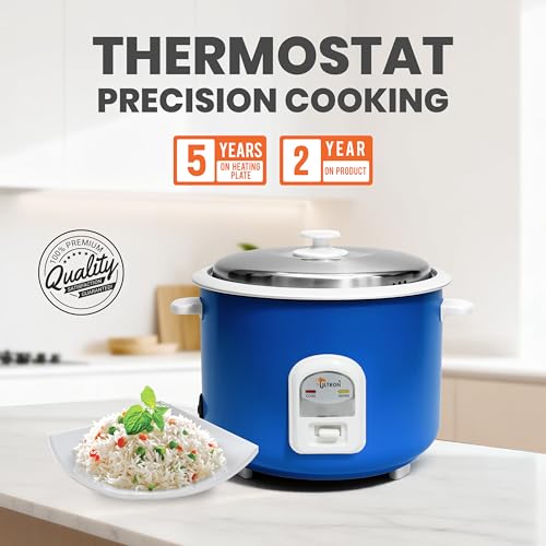 Image of ULTRON 1L Automatic Electric Rice Cooker with Double Aluminium Pot | Auto Cook & Auto Warm Function | Cool Touch Handles | Durable Body | 2 Year Product Warranty & 5 Year Heating Coil Warranty (Blue, 1 L)