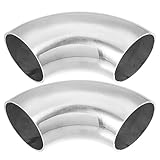 uxcell 2pcs OD 1.75 Inch 90 Degree SS304 Stainless Steel Bend Tube Exhaust Elbow Pipe for Car Modified Exhaust System 0.06' Wall Thickness Piping Silver Tone
