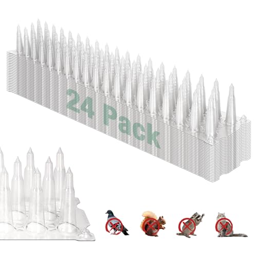 Touri Upgraded 24 Pack Bird Spikes, Covers 34 Feet(10.36m), Clear