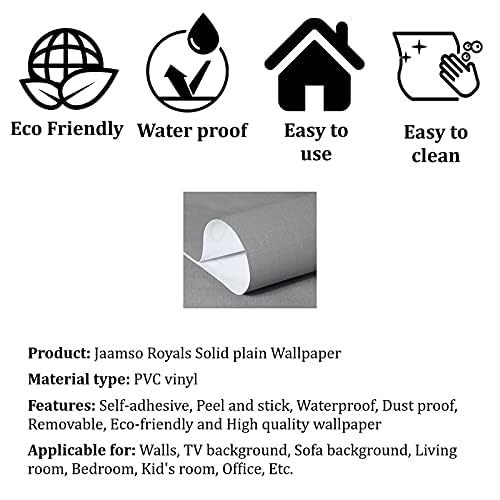 Image of JAAMSO ROYALS Gray Plain matt Wallpaper - Self Adhesive, Water Proof, Peel and Stick Sticker (60CM x 500CM, Gray)