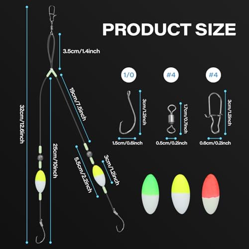 Fish Finder Float Rig, Double-Hook Reverse Bottom Rig, Equipo para Pesca en Surf, Cebo de Pesca para Agua Dulce y Salada, Anzuelos Circulares Catfish 1/0 miniatura 3