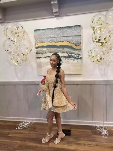 Square Neck Homecoming Dresses Short 2025 A-line Layered Sparkly Sequin Sweet 16 Cocktail Dress for Women with Straps4