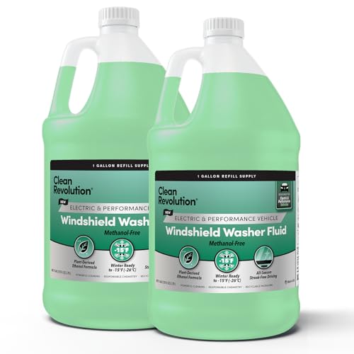 Clean Revolution EV Windshield Washer Fluid, 128oz 2-Pack, 100% Methanol-Free, Winter Ready up to...