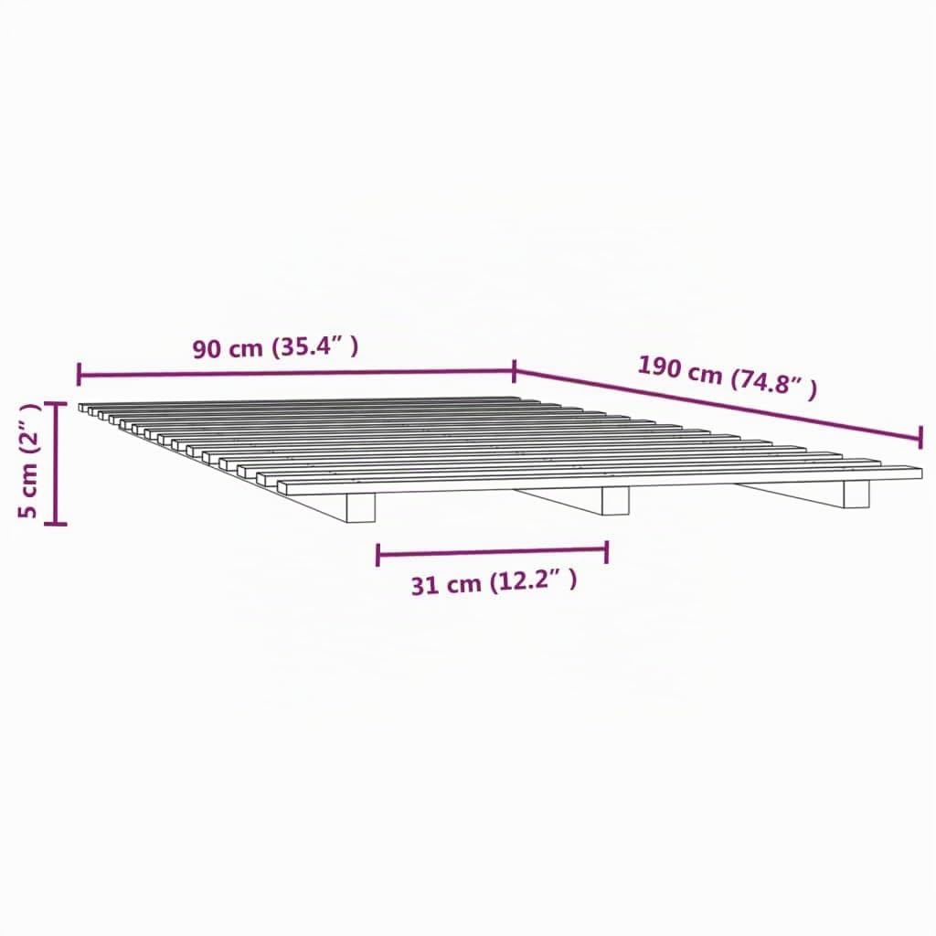vidaXL Cadre de lit sans Matelas 90x190 cm Bois de pin Massif