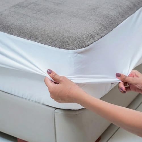 Image of Next Space - Waterproof - Hypoallergenic Mattress Protector, PVC-Free, Easy Wash, Absorbent and Breathable (Grey, 72x78)