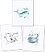 Confetti Fox Dolphin Shark Whale - Kids Bathroom Art - Wash Brush Flush - 8x10 Unframed Set of 3 Prints - Baby Sea Animals Decor