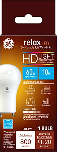 Ge Relax Led Light Bulb, 10 Watts (60 Watt Equivalent) Soft White Hd Light, Plug-In Gu24 Base, Dimmable (1 Pack) #TOP14
