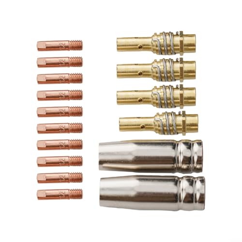 Juego de 16 piezas de consumibles para soplete de soldadura MB15 15AK MIG, incluye puntas de contacto 0, 6, 1, 2 mm de diámetro, boquillas protectoras y soportes de punta (1,2 mm)