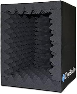 TroyStudio Portable Sound Recording Vocal Booth Box - |Reflection Filter & Microphone Isolation Shield| - |Large, Foldable, Stand Mountable, Super Dense Sound Absorbing Foam| (Small Size)